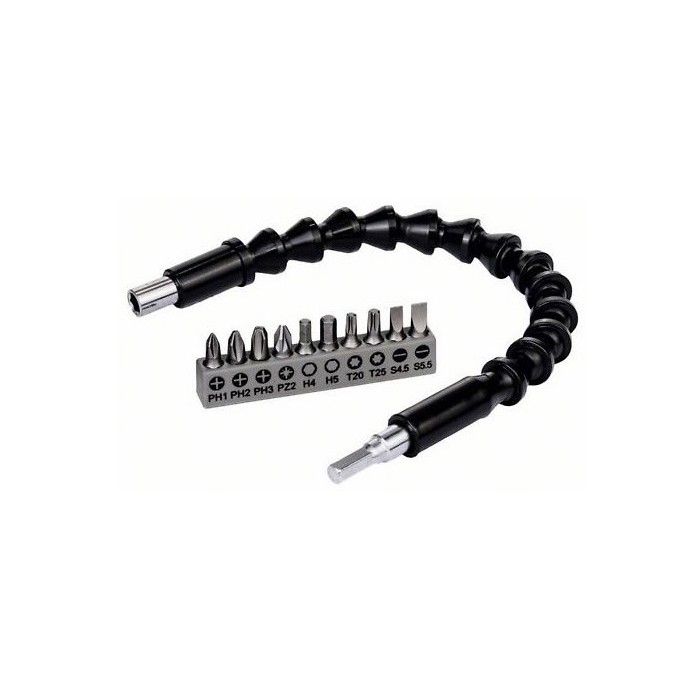 Pack BOSCH 10 Embouts de vissage + Rallonge flexible 300 mm 2608522377 - vue 2