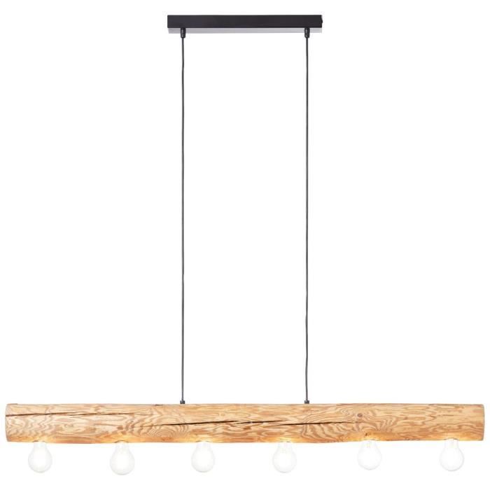 Suspension - BRILLIANT - Trabo - 6 flammes - Bois massif - Dimmable avec lampes LED