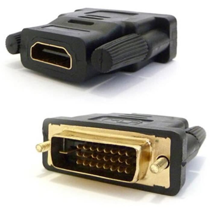 Ogquaton Adaptateur DVI 24 1 DVI-D femelle vers HDMI mâle Robuste et économique 