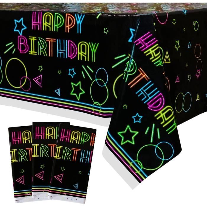 Lot 3 Nappes Plastique Anniversaire Dessin Animé – 180×108 Cm – Imperméable & Colorée – Parfait Fêtes Enfants