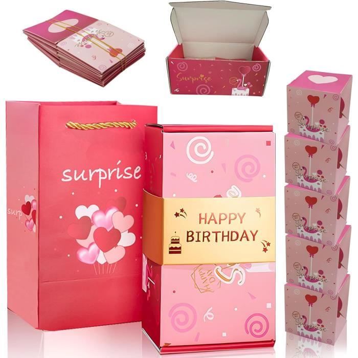 Boîte à Explosion - Boîte Surprise - Rose - Pop Up - Kit De Bricolage - Boîte Cadeau Pour Anniversaire, Cadeau Pour Petite Amie, Cadeau De Mariage - Cadeau Personnalisé