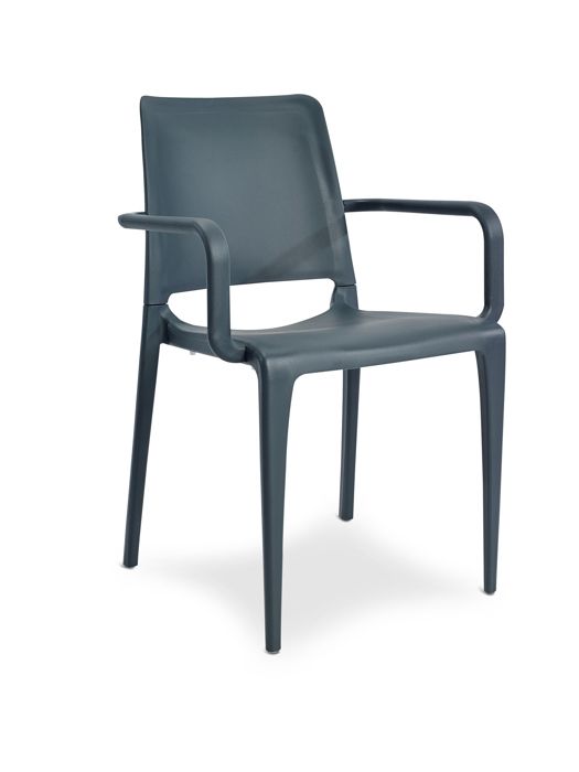 fauteuil de jardin empilable hall en polypropylène renforcé avec fibre de verre - gris anthracite