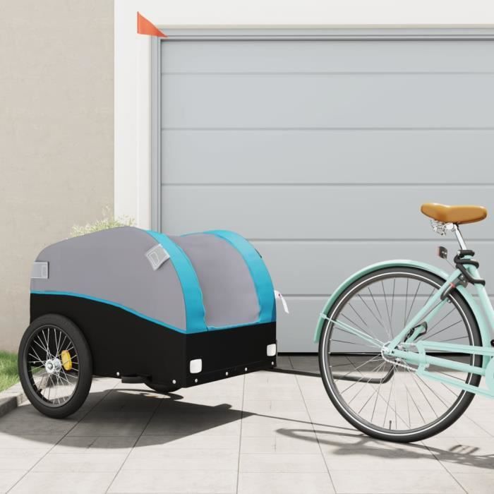 Remorque pour vélo noir et bleu 45 kg fer - EAN 7358244548295