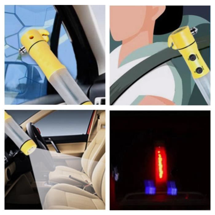 Marteau D'urgence Avec Coupe-ceinture Rouge - Pour Voiture, Pointes En Acier Trempé, Coupeur Intégré, Avec Support