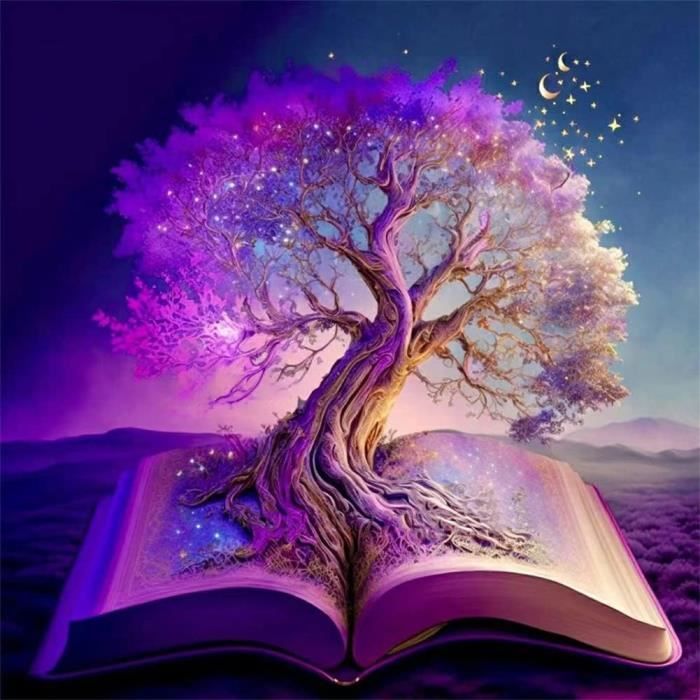 Tableau Diamant 5D Arbre De Vie 30x30 Cm - Kit Complet Rond, Activité Manuelle Adultes/enfants