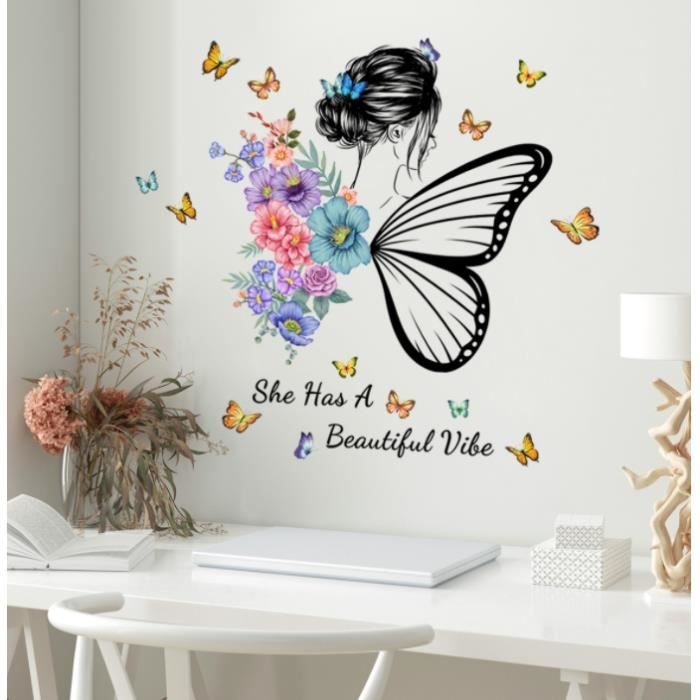 Noir Vigne De Fleur Et Papillons Stickers Muraux, Décoration Murale -  Cdiscount Maison