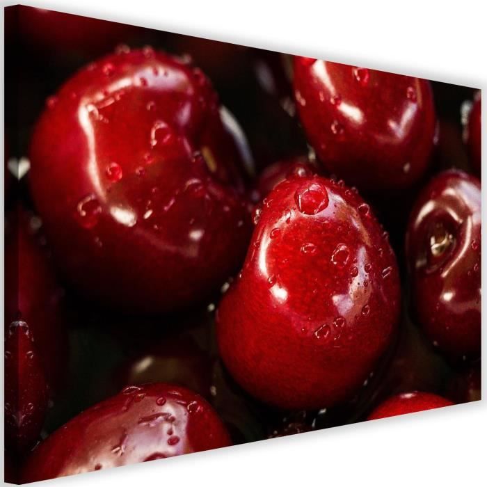 Tableau Decoration Murale Cerises Rouges Pour La Cuisine 90x60 Cm Impression Sur Toile Photographie Design Cdiscount Maison