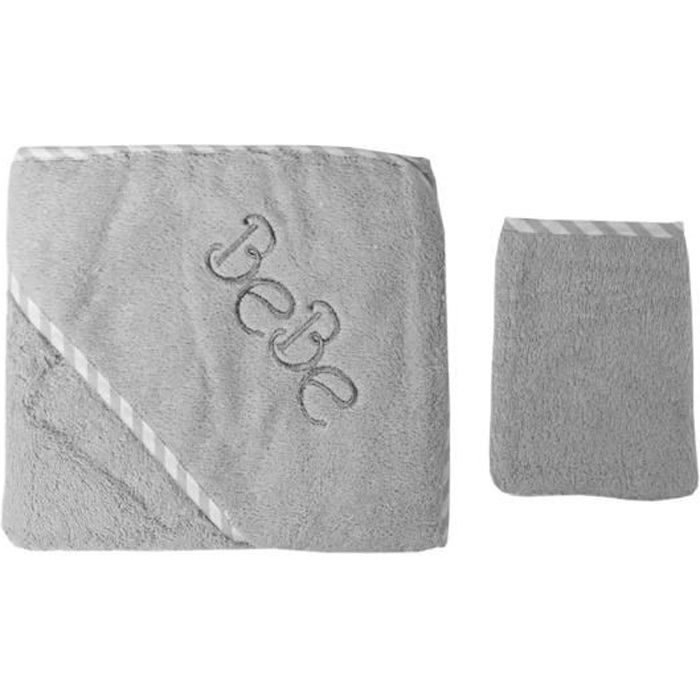 Parure de bain pour bébé gris - Motif Bébé