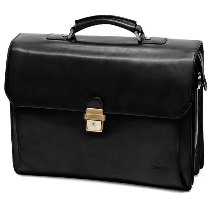 Cartable Homme Gerard Henon New Master GH 5528 en Cuir Noir 3 Soufflets Noir Cdiscount Bagagerie Maroquinerie