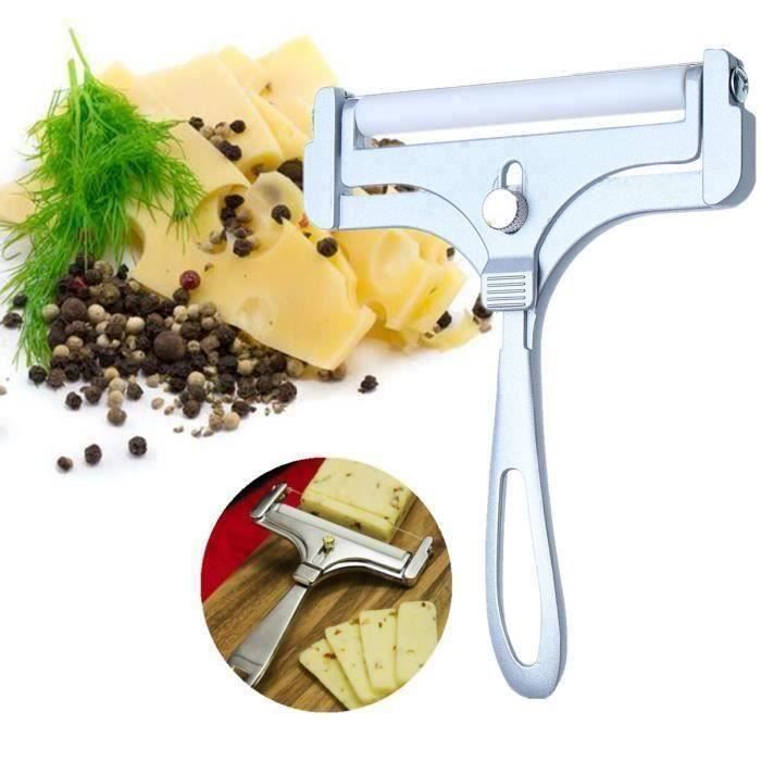 Kit de trancheuse à fromage, épaisseur réglable, trancheuse à fromage portable avec 4 fils supplémentaires et clé à molette, coupe-aliments pour beurre, mozzarella, cheddar