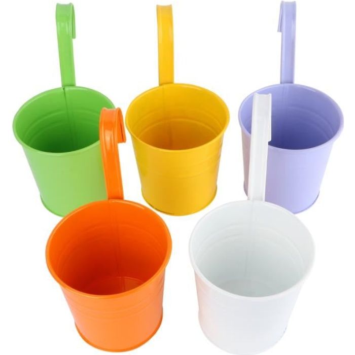 5 pcs Pots de fleurs à suspendre - Fleur Suspendue Pot Balcon Jardin Pots Plantes Porte-Fleur JARDINIERE - BAC A FLEUR