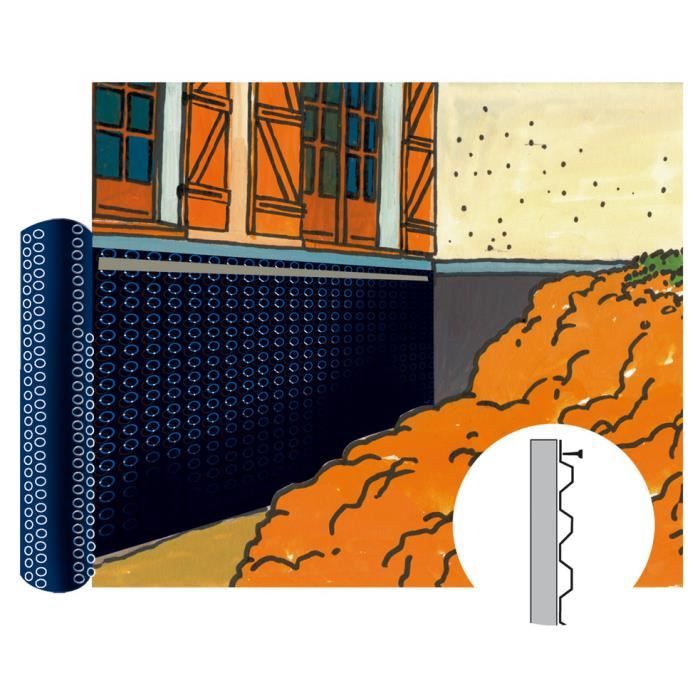 Membrane de fondation Jardibric bi-couche en PE-HD à alvéoles - 1,5 x 20 m - Poids 400 gr/m²
