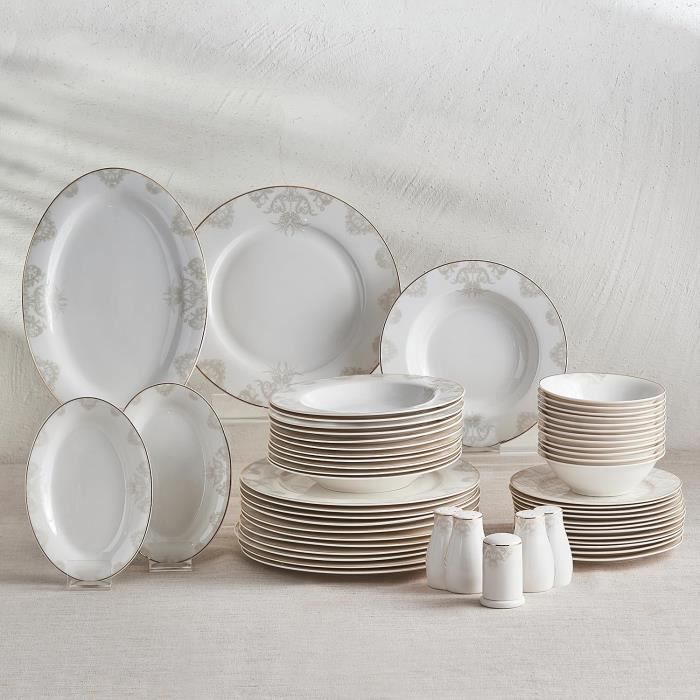 Service De Table Karaca Siena En Porcelaine Avec Bord Doré
