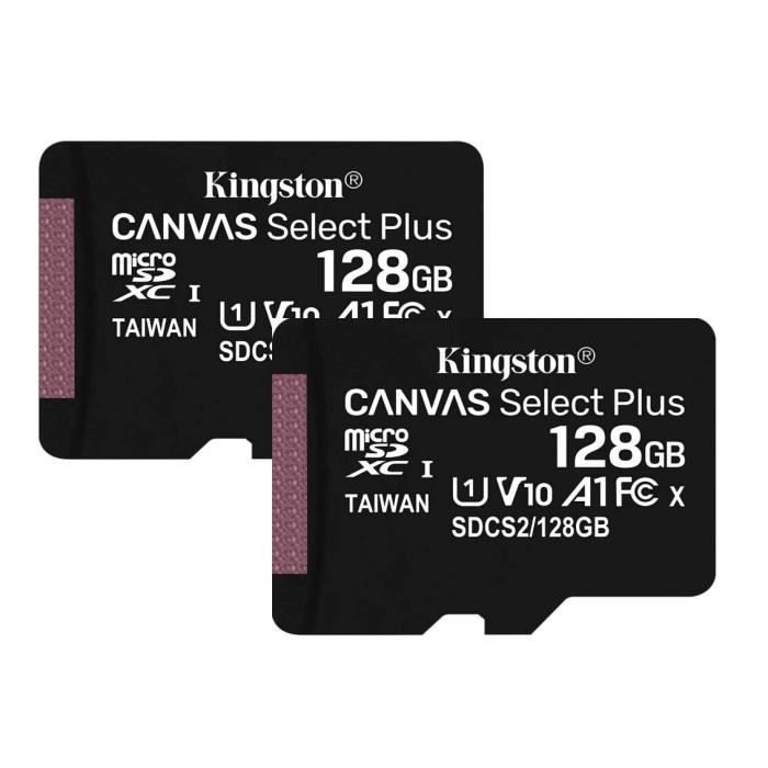 2 pièces Kingston Canvas Select Plus Carte MIcro SD jusqu'à 100Mo/ SDCS2128GBSP Class 10