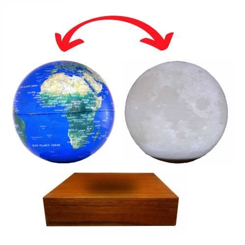 Duo TERRE & LUNE en levitation base bois MAGNETICLAND 16