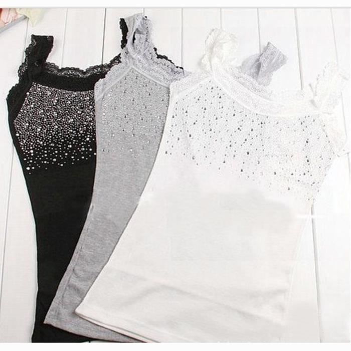 Camisole longue à détail de dentelle Basic