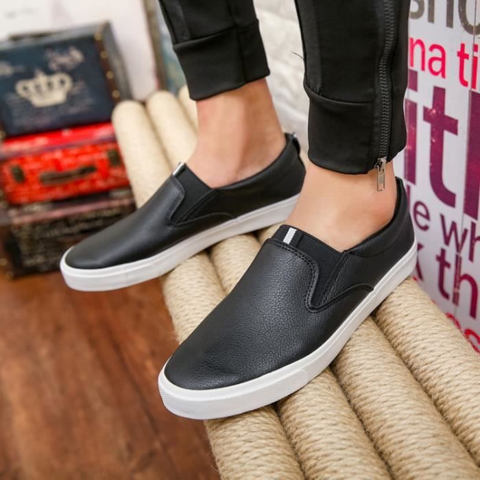 slip on cuir noir