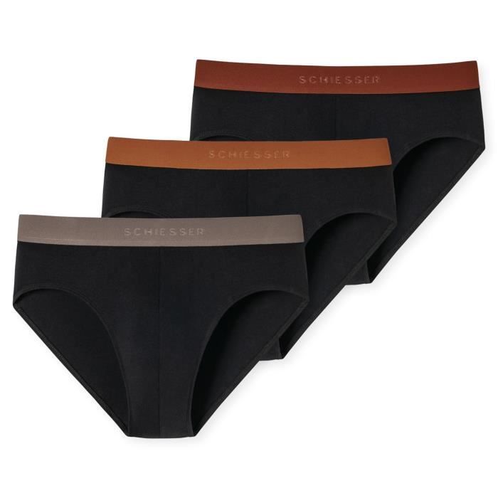 SCHIESSER Slip Homme , Paquet de 3 Noir/marron Cdiscount PrêtàPorter