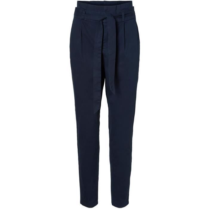 Pantalon bleu marine deals femme taille haute