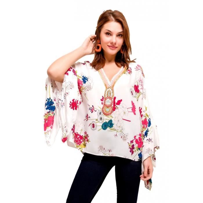 Blouse Femme Fleurie (Blanc - S/M) Blanc - Cdiscount Prêt-à-Porter