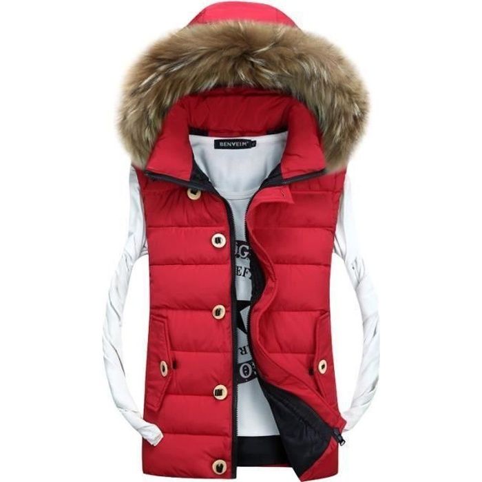 Doudoune fourrure rouge homme store