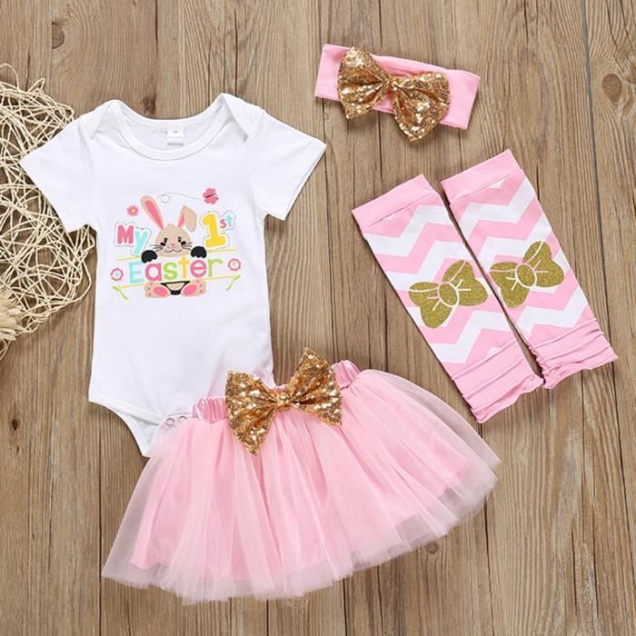 Nouveau n b b filles lapin de P ques barboteuse Body Tutu Skit