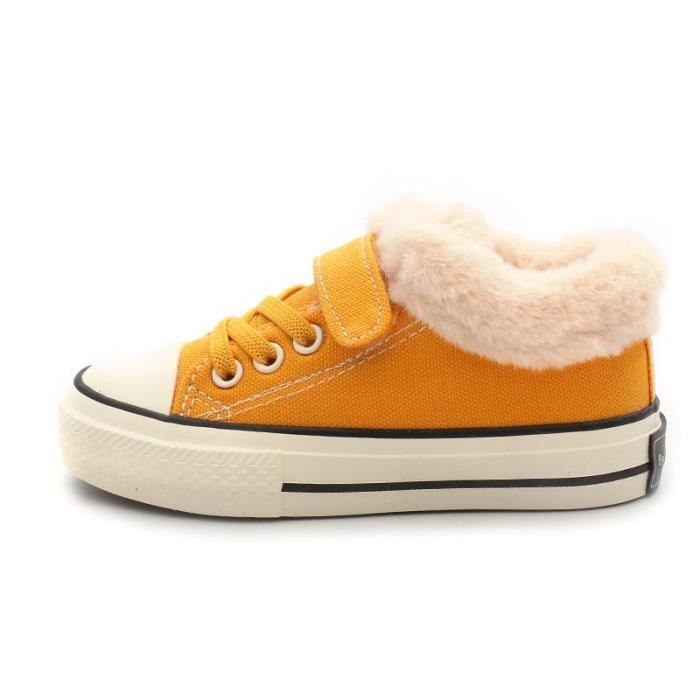 Chaussures en coton pour enfants jaunes - MR™ - talon plat - Velcro