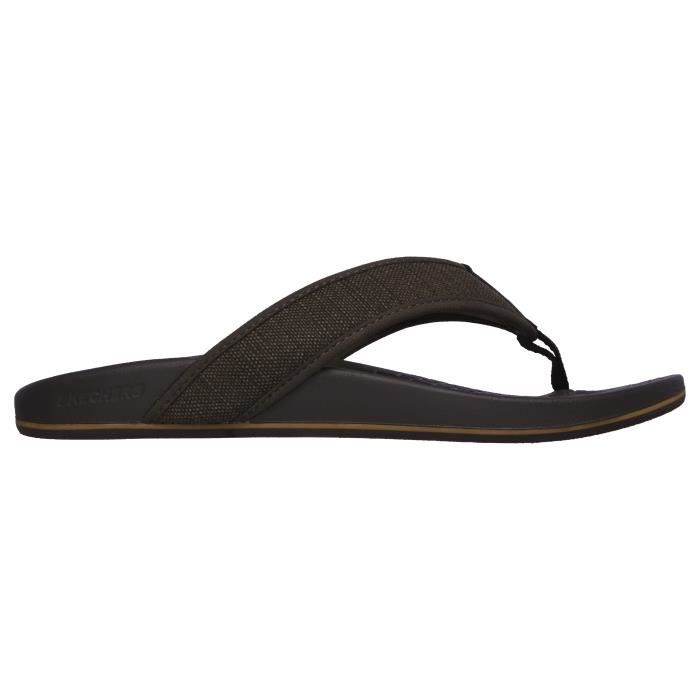 Sandales Homme SKECHERS PELEM Cuir Marron Talon Plat