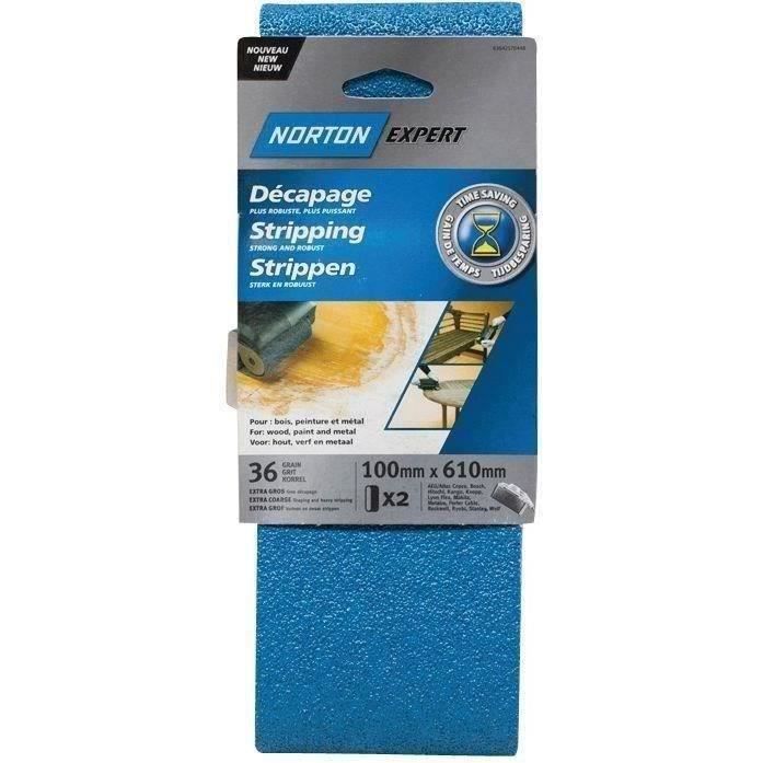 Bande abrasive - blue tech - lot de 2 - grain 36 - 100x610 mm