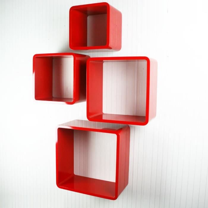 Etagere Cube Murale De 4 Pieces Peint Brillant Achat Vente