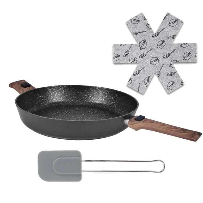 Poêle wok antiadhésive 32 cm poignée amovible induction