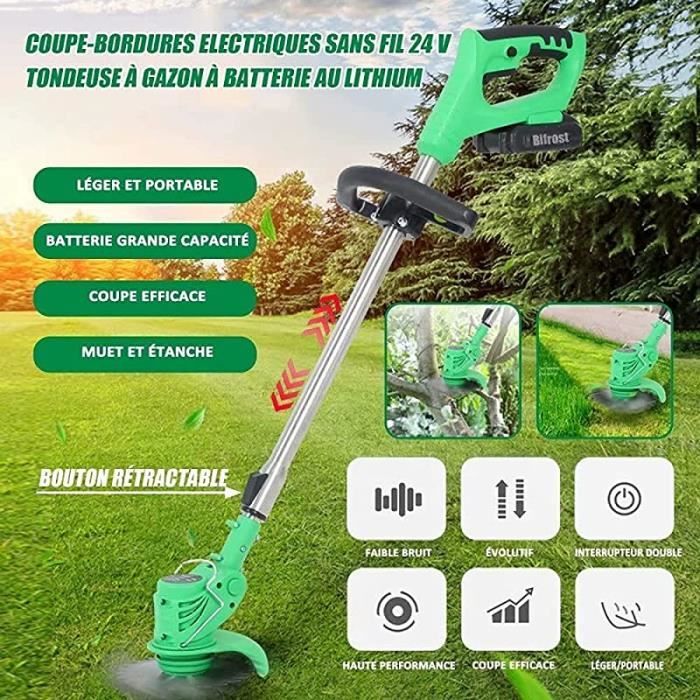Débroussailleuse Sans Fil Télescopique 21V – 2 Batteries 2000 MAh, Lames Métal/plastique – Pour Jardin, Mauvaises Herbes, Bordures