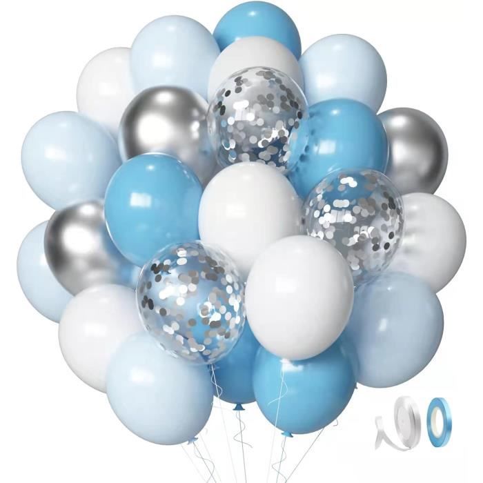 60 Ballons Bleu Métallisé – Chrome, 12 Pouces, Macaron, Pour Déco