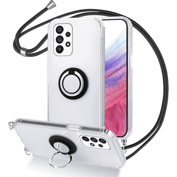 FMPCUON Coque Transparente IPhone 13 Avec Porte-Cartes Et Cordon Réglable - Étui TPU Rose Protection Et Style