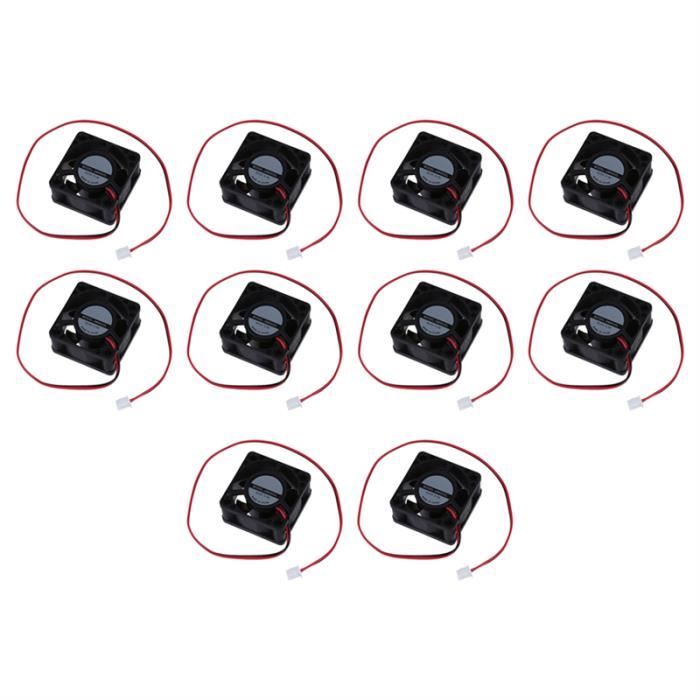 Lot De 2 Ventilateurs DC 5V 40x40x10 Mm - 5300 Tr/min, 0.06A, Connecteur 2 Broches, Pour Refroidissement électronique