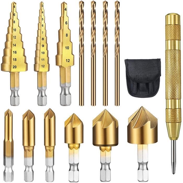Lot 13 Forets Hélicoïdaux HSS – Queue Hexagonale 1/4 Pouce, 1.5mm à 6.5mm, Uxcell