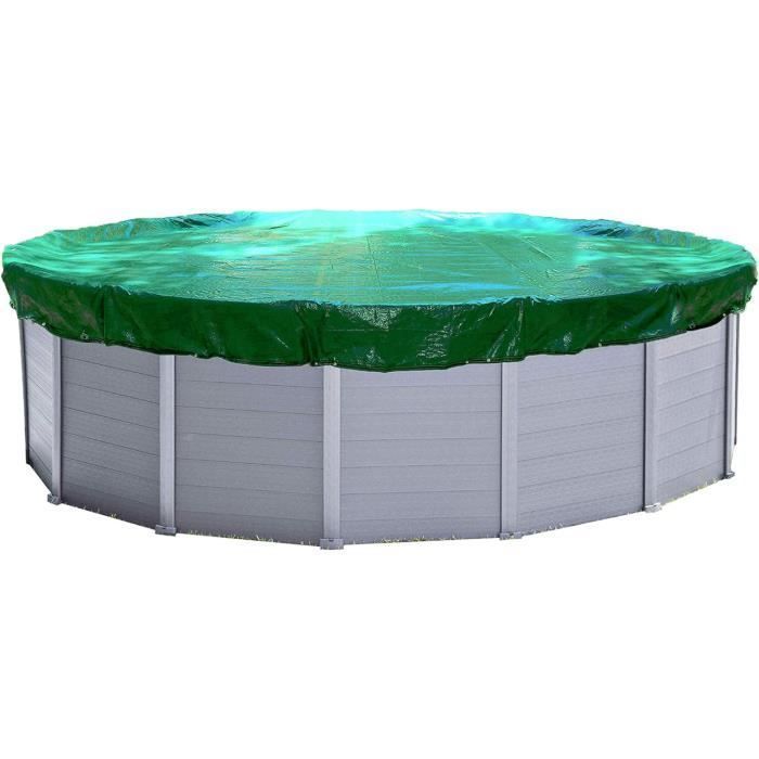 Bâche D’hiver Pour Piscine Ronde 320-366 Cm – Dimension ø 420 Cm, 200g/m², Bleu/noir, Résistante UV