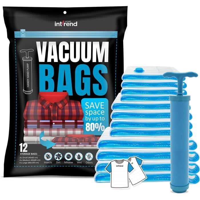 BlackVoyage Sacs sous vide pour voyage avec pompe à vide sans fil, sacs de compression réutilisables, économiseur d'espace, Airback Vacpack (1, M BlackVoyage Sacs sous vide pour voyage avec pompe à vide sans fil, sacs de compression réutilisables, économiseur d'espace, Airback Vacpack (1, M