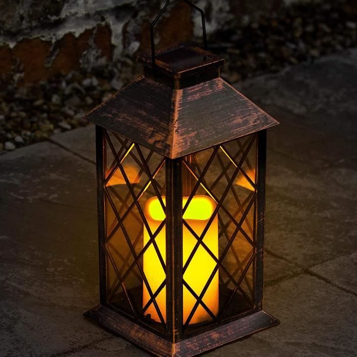 Lanterne solaire avec effet bougie, lampe solaire pour l'extérieur