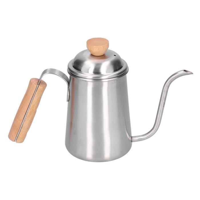 Bouilloire à Café Col De Cygne VBESTLIFE 1,2L Acier Inoxydable - Théière Gooseneck Avec Poignée Bambou
