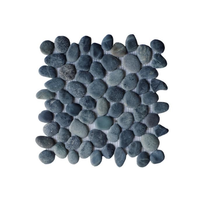 Carrelage mosaïque galets naturels gris anthracite - OLA - 11 dalles de 30x30 cm - Intérieur et extérieur