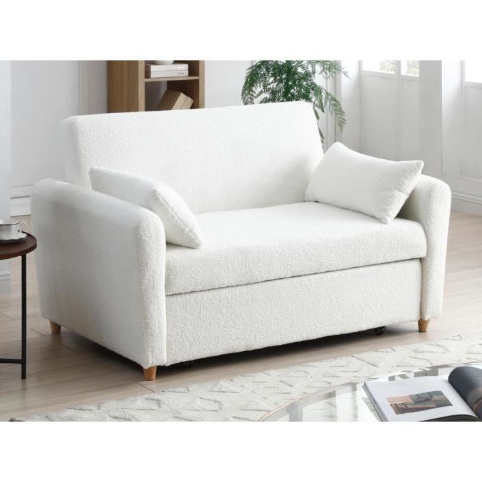 Canapé droit 2 places Blanc Tissu Design Confort