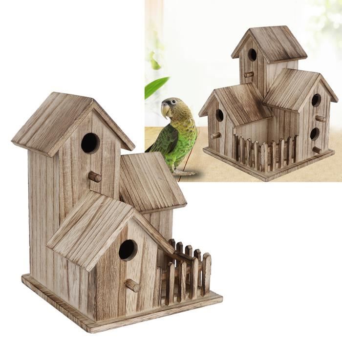 Lot De 4 Nichoirs En Bois Pour Oiseaux - Maisonnettes Suspendues Pour Jardin/Balcon