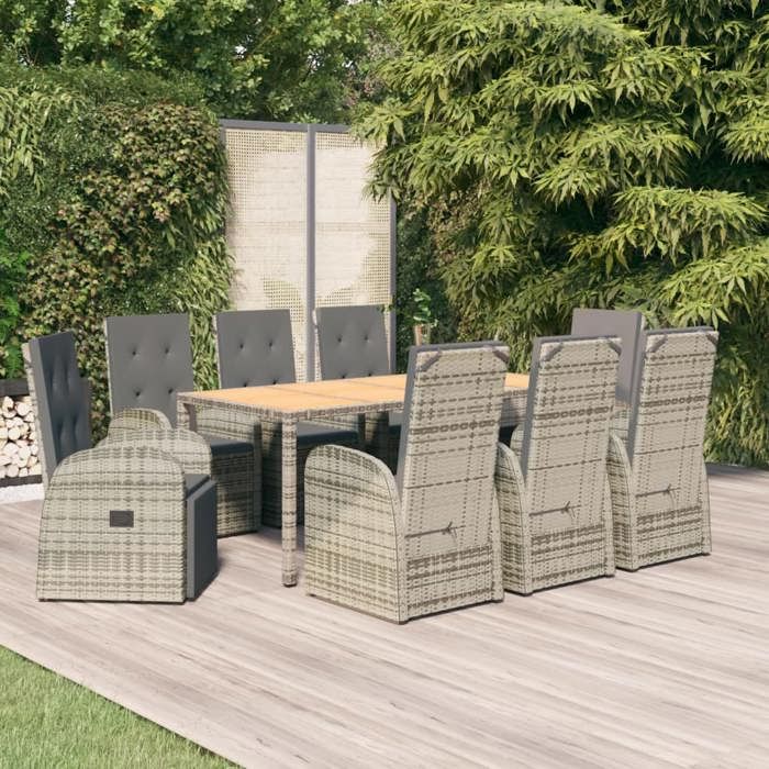 vidaXL Ensemble à manger de jardin 9 pcs Résine tressée - vue 2