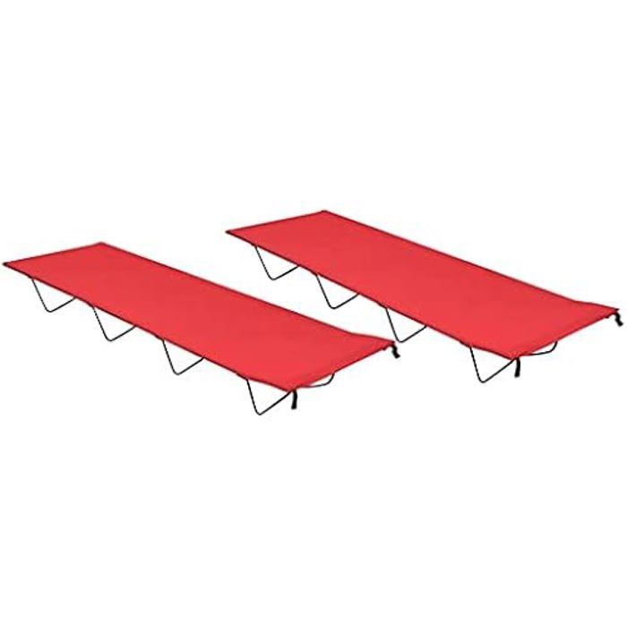 Lit de camping - VIDAXL - Bussandri Exclusive - 2 places - Tissu oxford - Acier rouge