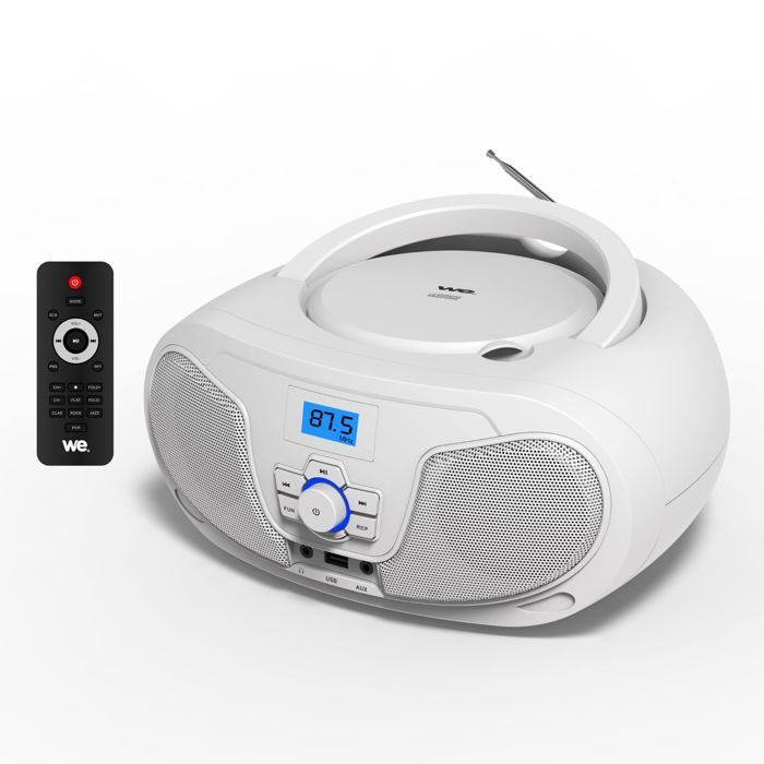 WE Lecteur CD Portable Radio FM écran LCD Lecteur USB pour Lire Musique MP3 Lecteur CD avec Sortie Casque et Haut-Parleurs Int