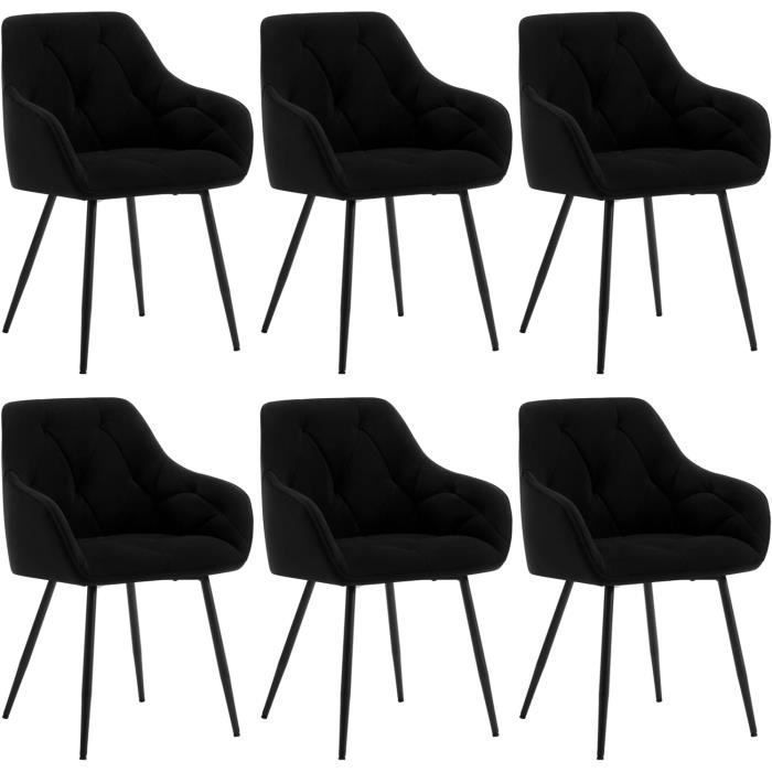WOLTU Lot de 6 Chaises de Salle à Manger Chaises de Cuisine Rembourrées avec Dossier Accoudoirs Pieds en Métal Noir WOLTU Lot de 6 Chaises de Salle à Manger Chaises de Cuisine Rembourrées avec Dossier Accoudoirs Pieds en Métal Noir