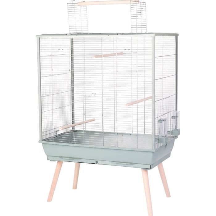 ZOLUX Cage grillagée surélevée pour oiseau Néolife - Pour perruche calopsitte canari - 81 x 48 x 130 cm - Néolife - Vert