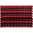 Système de rangement 115 x 78 cm a suspendre 114 boites bacs a bec XS et S rouge et noir boites de rangement-1