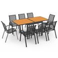 IDMARKET Salon de jardin POLY extensible table 90-180 CM et 8 chaises bois et gris anthracite-1